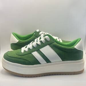Madden Girl Green & White Striped Low-Top Platform Sneakers Womens 9.5